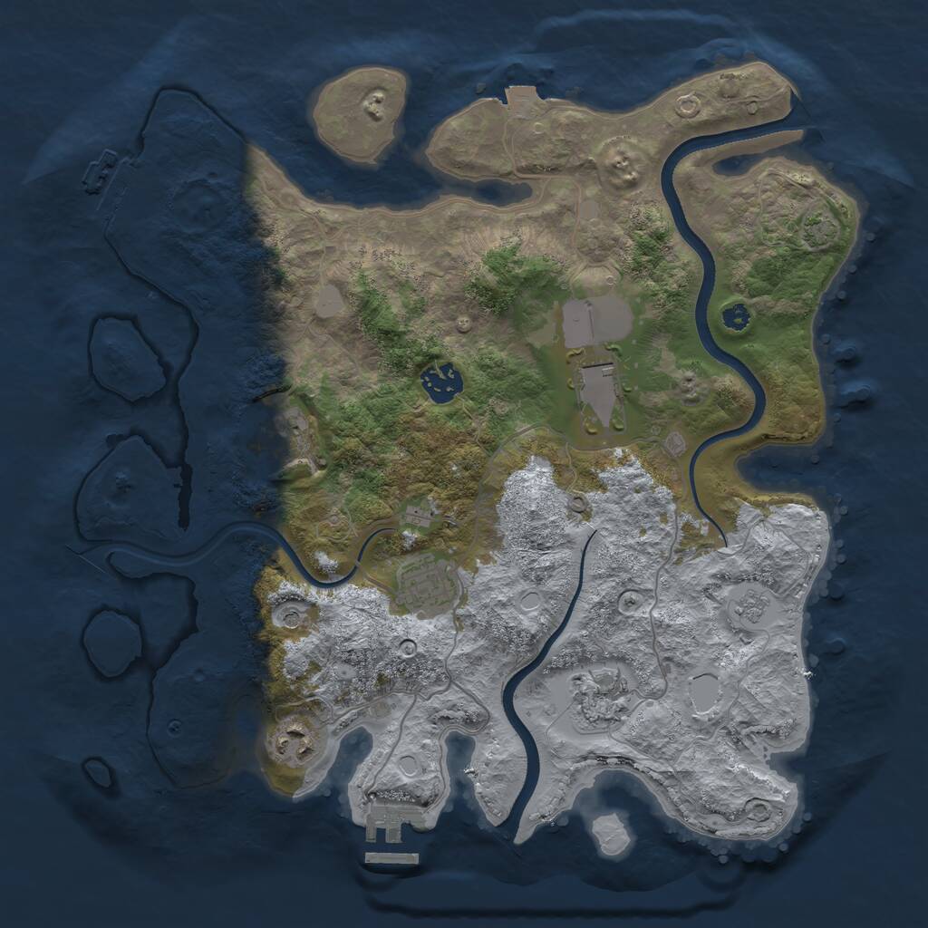 Rust Map: Procedural Map, Size: 3500, Seed: 52331, 12 Monuments
