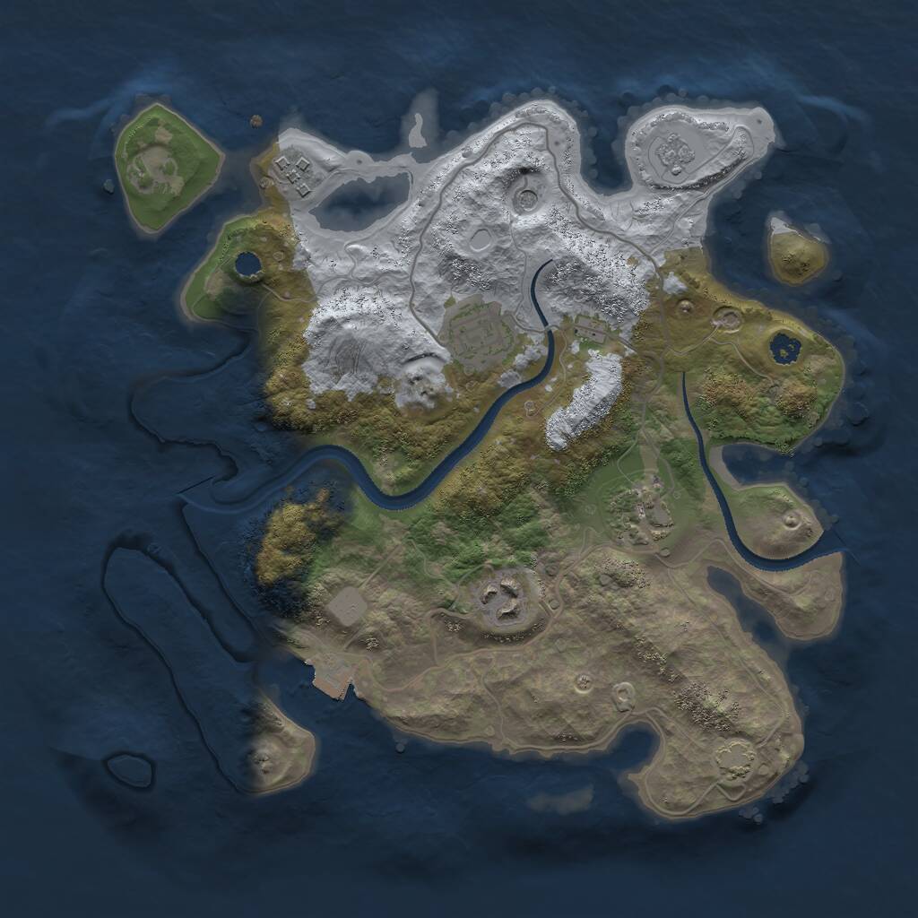 Rust Map: Procedural Map, Size: 3000, Seed: 224955100, 8 Monuments
