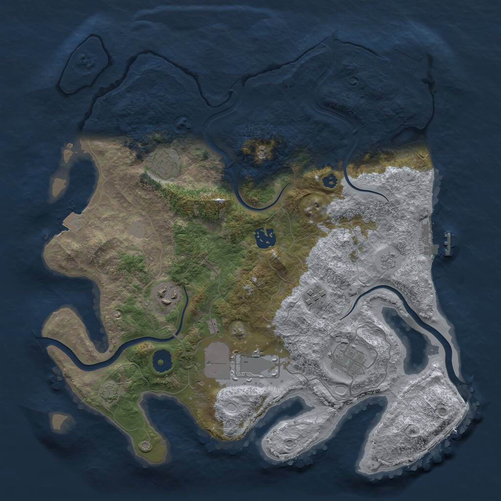 Rust Map: Procedural Map, Size: 3500, Seed: 4113831, 12 Monuments