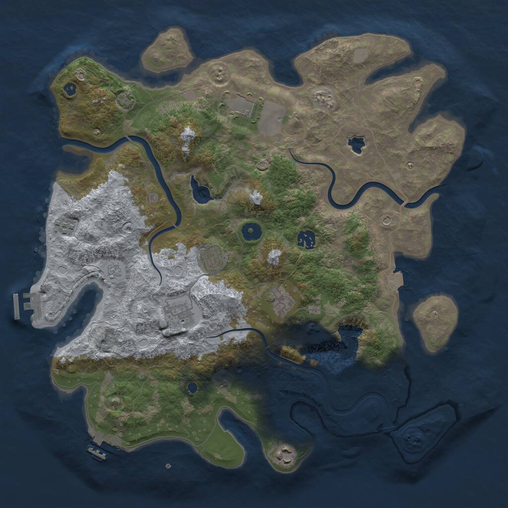 Rust Map: Procedural Map, Size: 4000, Seed: 638554736, 13 Monuments