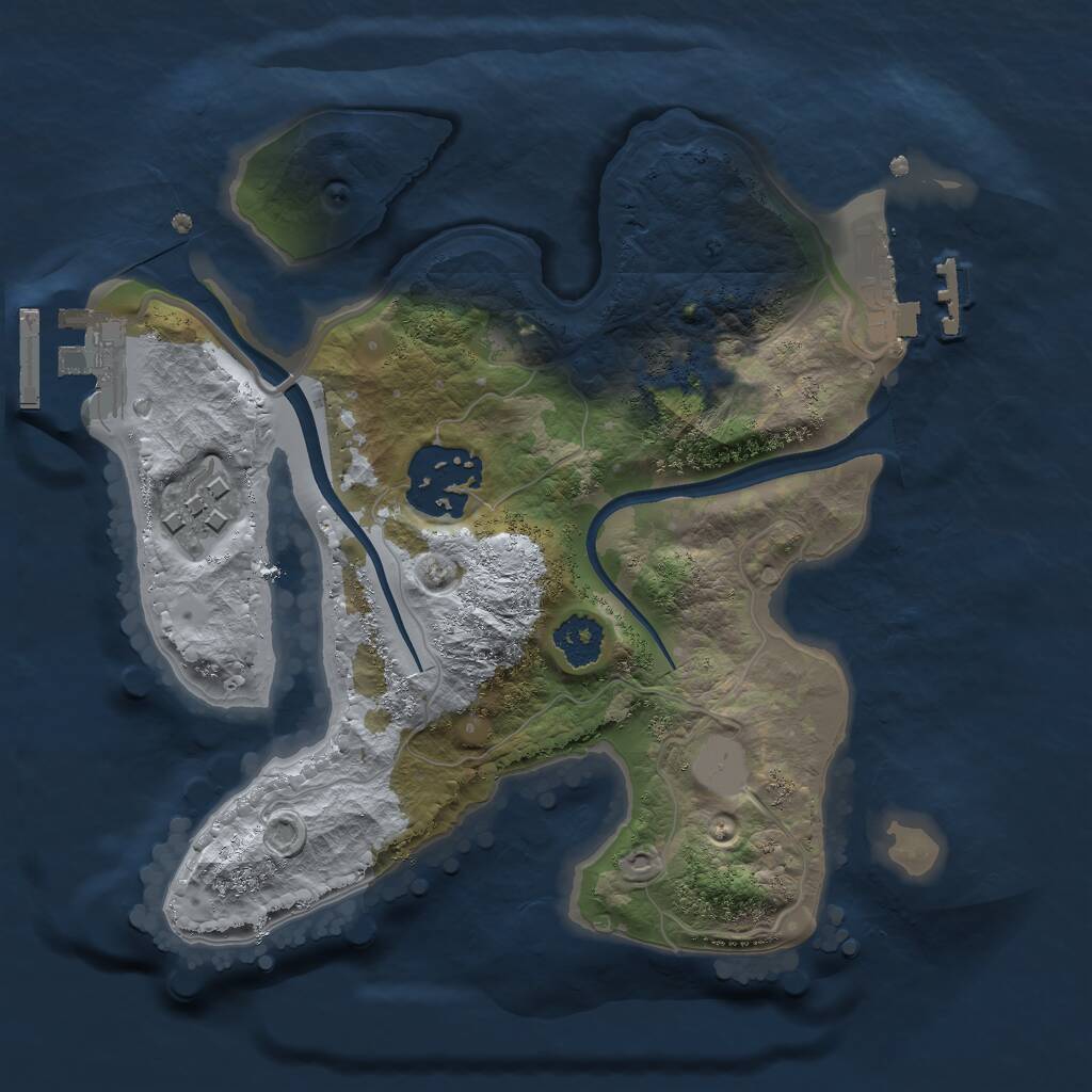 Rust Map: Procedural Map, Size: 2200, Seed: 1644514943, 5 Monuments