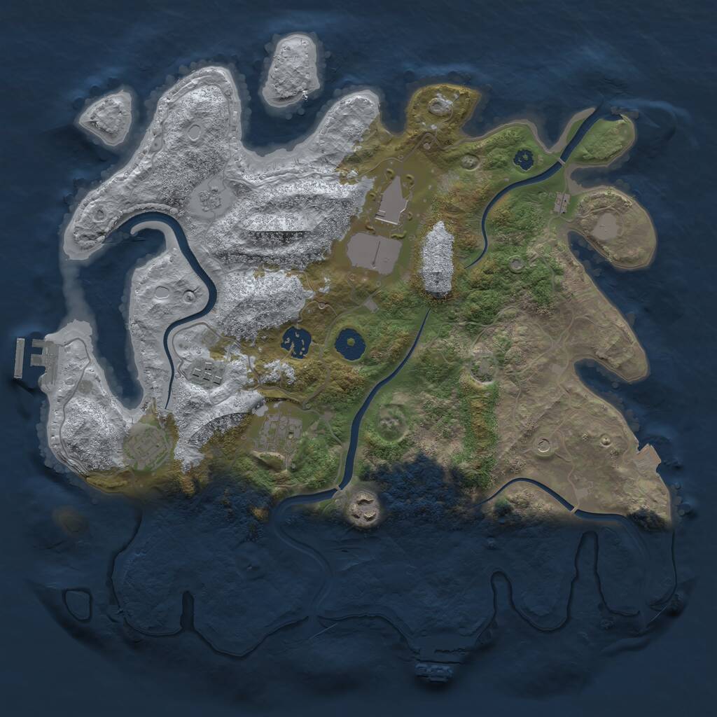 Rust Map: Procedural Map, Size: 3600, Seed: 1649605502, 12 Monuments