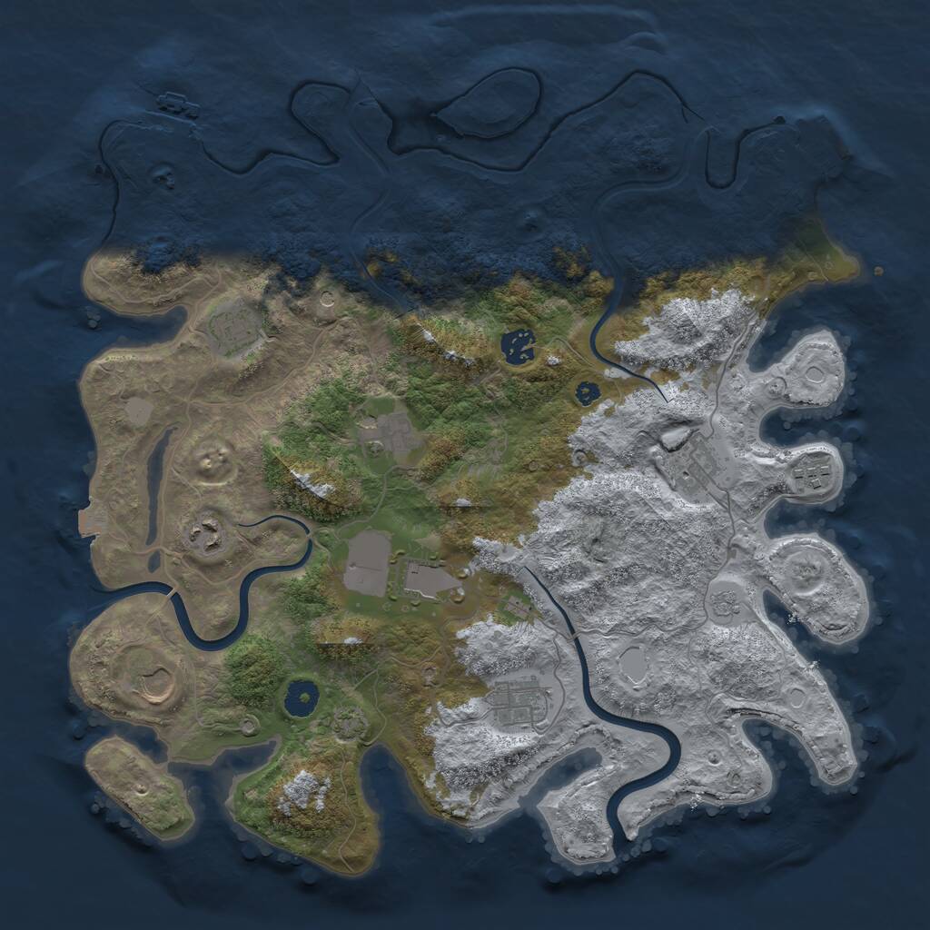 Rust Map: Procedural Map, Size: 3900, Seed: 1265424695, 15 Monuments