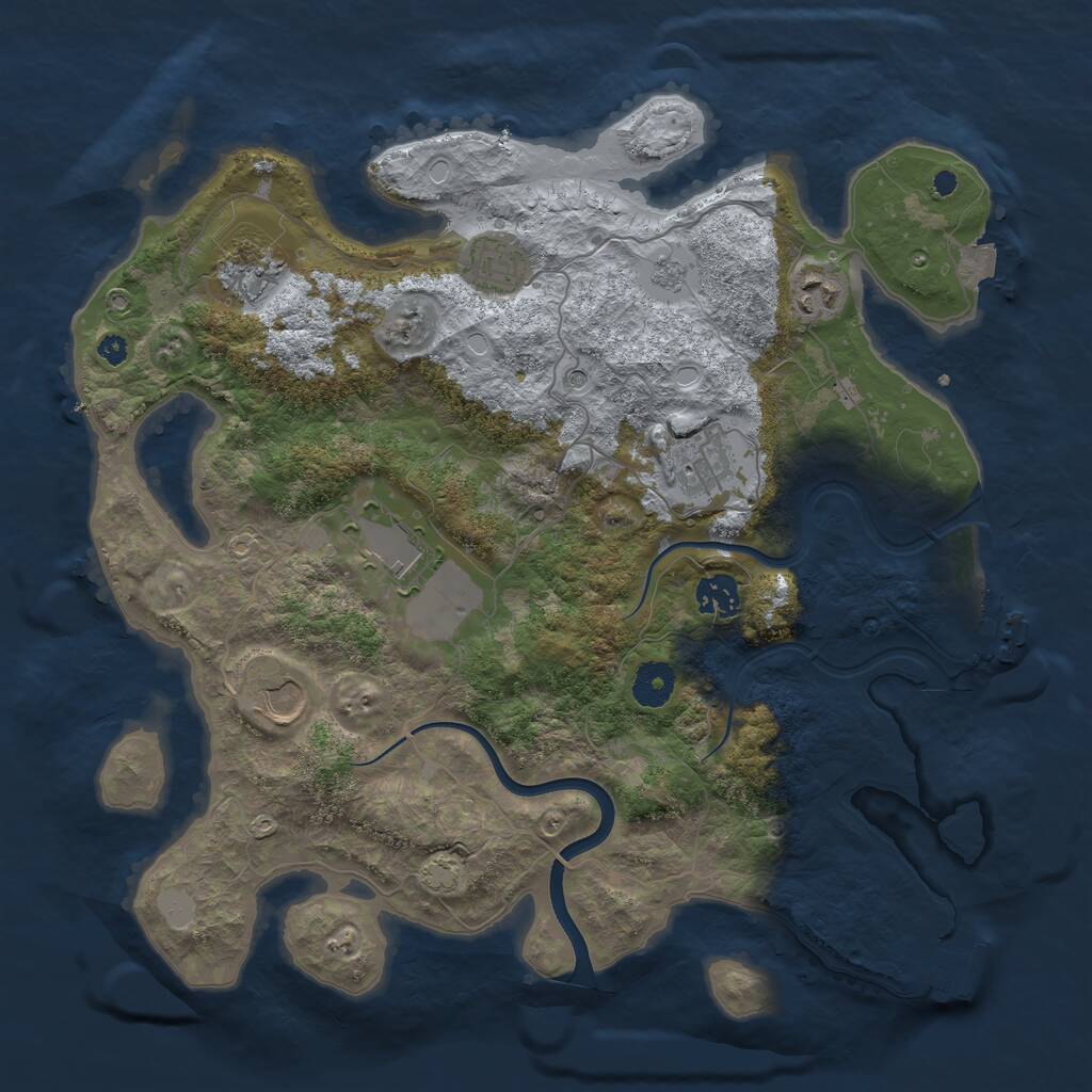 Rust Map: Procedural Map, Size: 3700, Seed: 32323, 13 Monuments