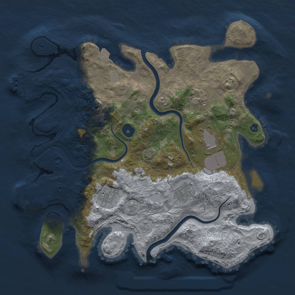 Rust Map: Procedural Map, Size: 3500, Seed: 185736, 10 Monuments