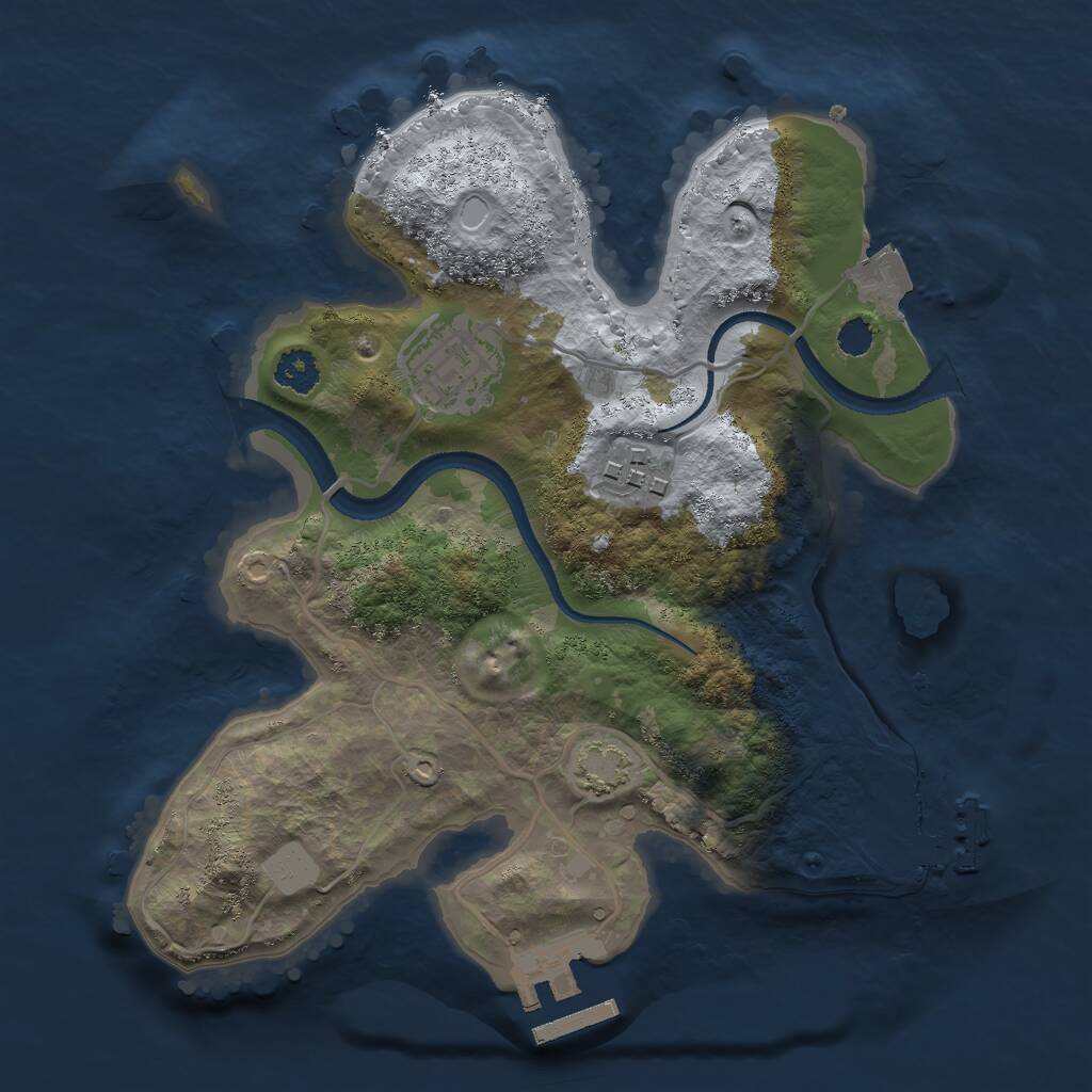 Rust Map: Procedural Map, Size: 2500, Seed: 85178101, 6 Monuments