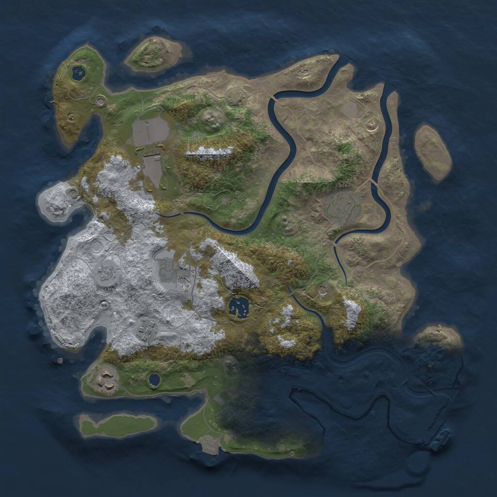 Rust Map: Procedural Map, Size: 3500, Seed: 1333380087, 11 Monuments