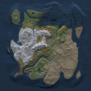 Thumbnail Rust Map: Procedural Map, Size: 3000, Seed: 760798346, 9 Monuments