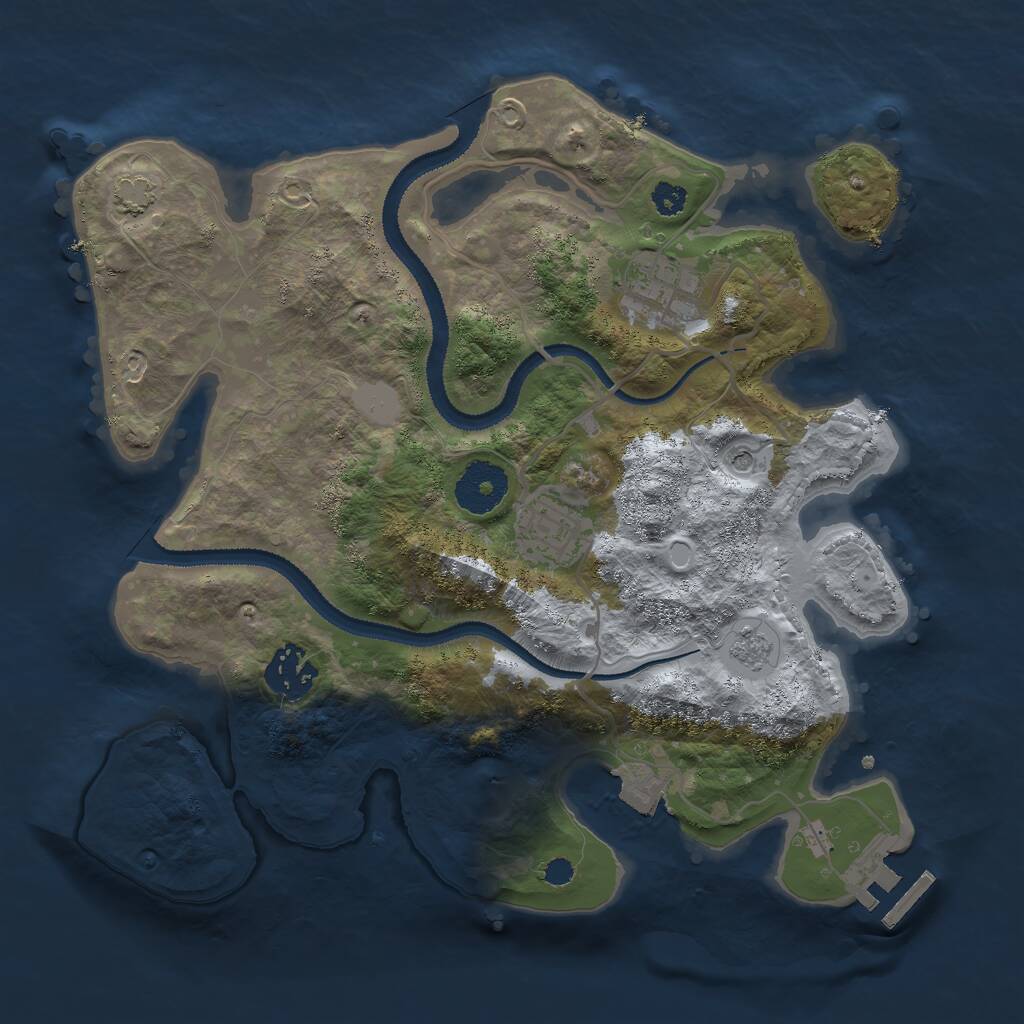 Rust Map: Procedural Map, Size: 3000, Seed: 41351224, 8 Monuments