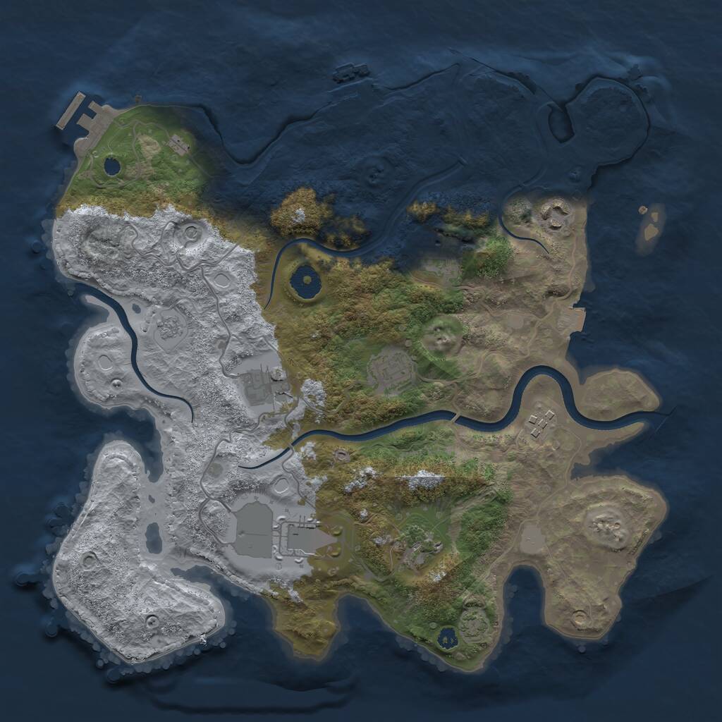 Rust Map: Procedural Map, Size: 3500, Seed: 1051432967, 13 Monuments