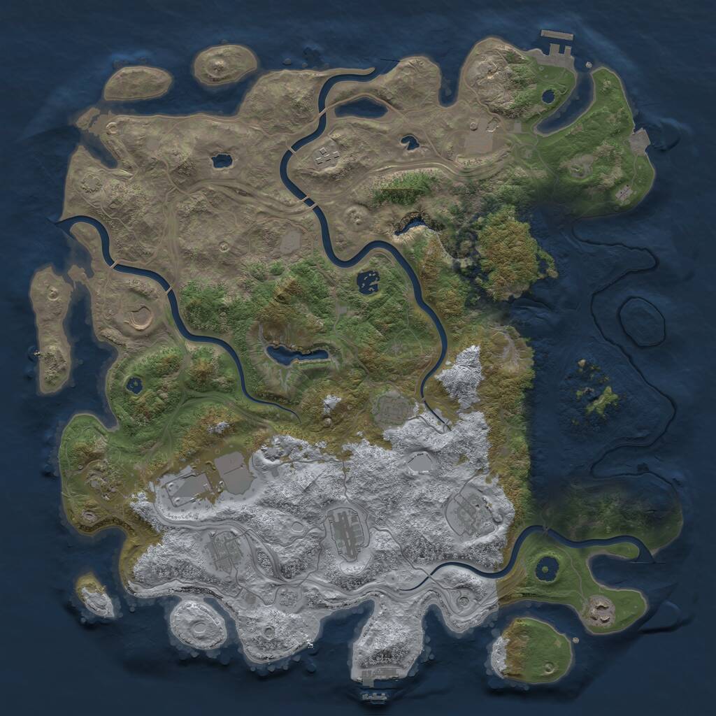 Rust Map: Procedural Map, Size: 4500, Seed: 2027325657, 17 Monuments