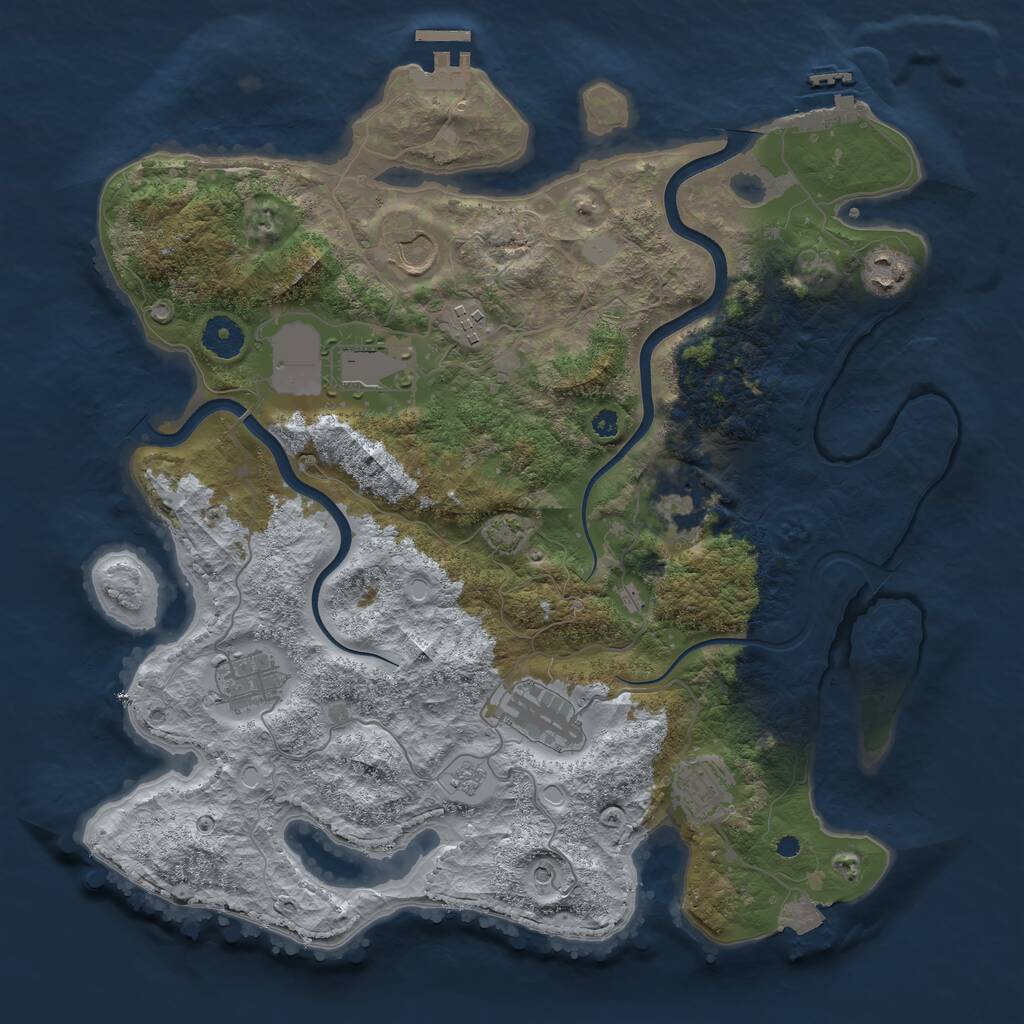 Rust Map: Procedural Map, Size: 3750, Seed: 205559439, 14 Monuments