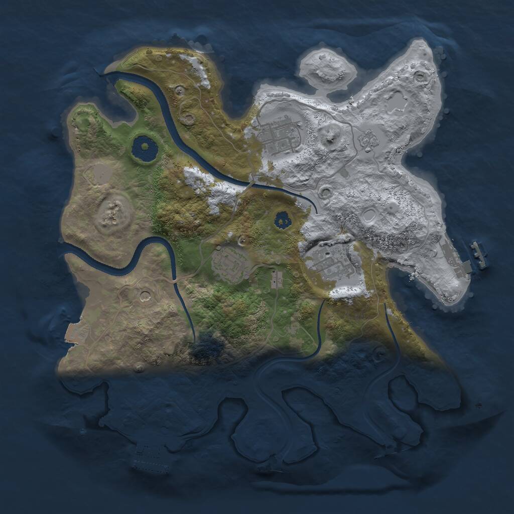 Rust Map: Procedural Map, Size: 3000, Seed: 2073558362, 8 Monuments