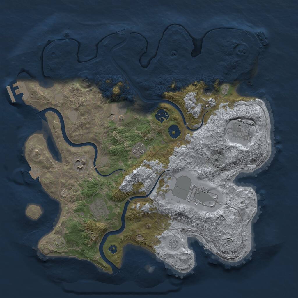 Rust Map: Procedural Map, Size: 3500, Seed: 1278415454, 13 Monuments