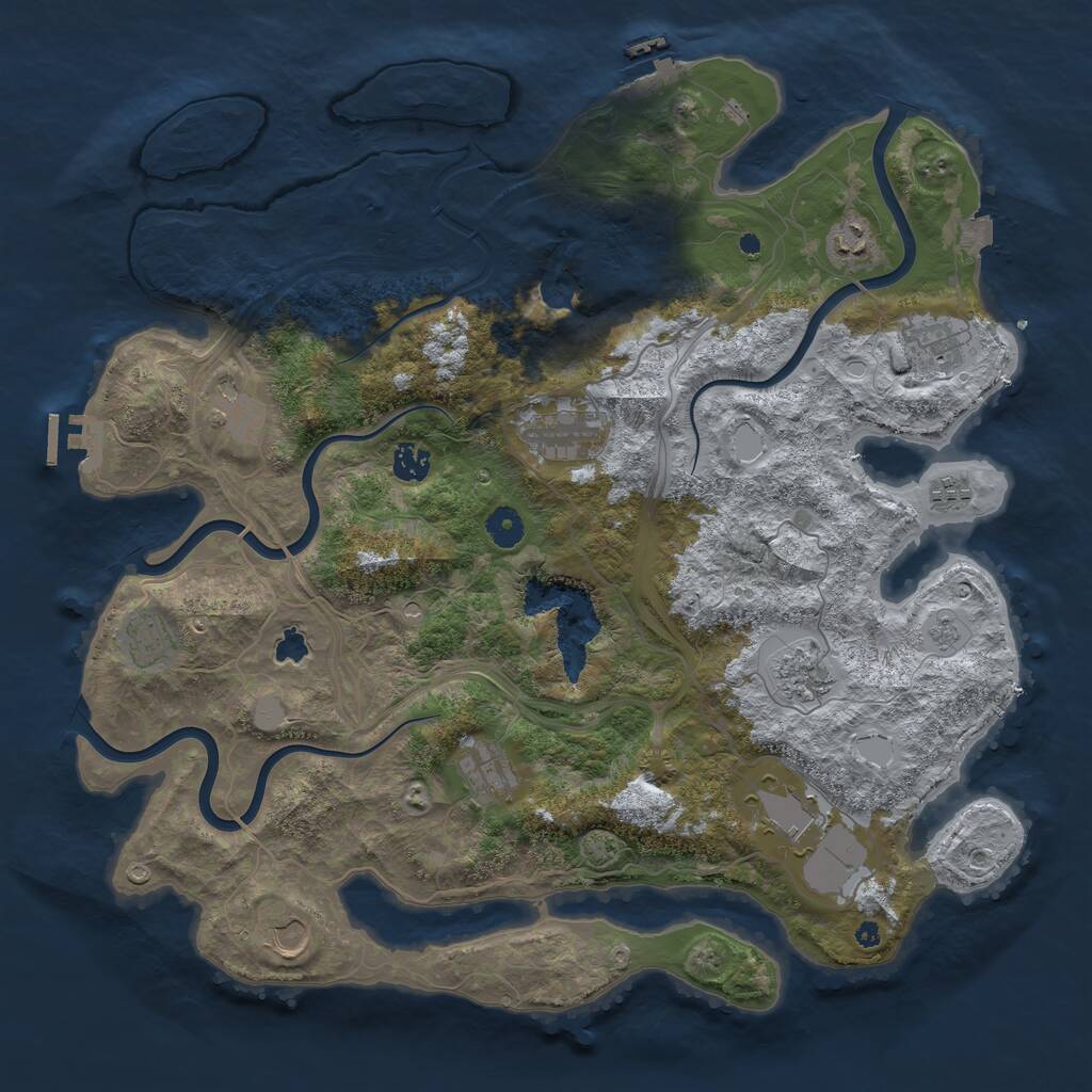 Rust Map: Procedural Map, Size: 4250, Seed: 700624598, 17 Monuments