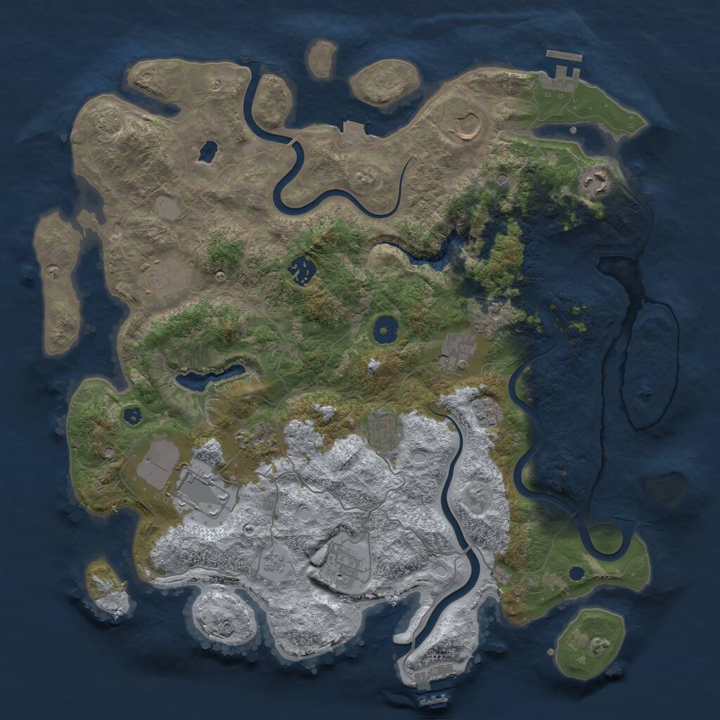 Rust Map: Procedural Map, Size: 4000, Seed: 2027325657, 16 Monuments
