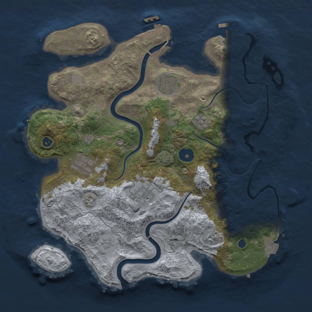 Rust Map: Procedural Map, Size: 3250, Seed: 1624946762, 10 Monuments
