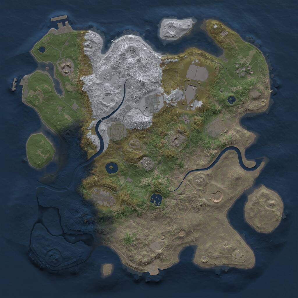 Rust Map: Procedural Map, Size: 3700, Seed: 164988205, 16 Monuments