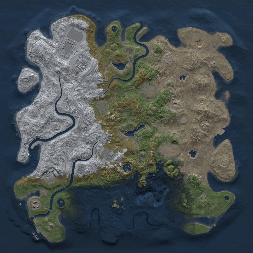 Rust Map: Procedural Map, Size: 4500, Seed: 700474777, 17 Monuments