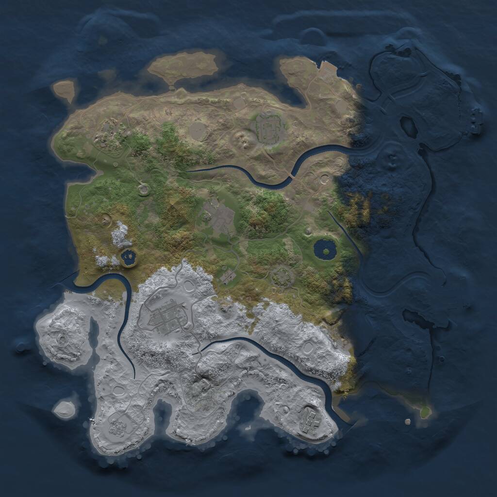Rust Map: Procedural Map, Size: 3350, Seed: 7, 12 Monuments