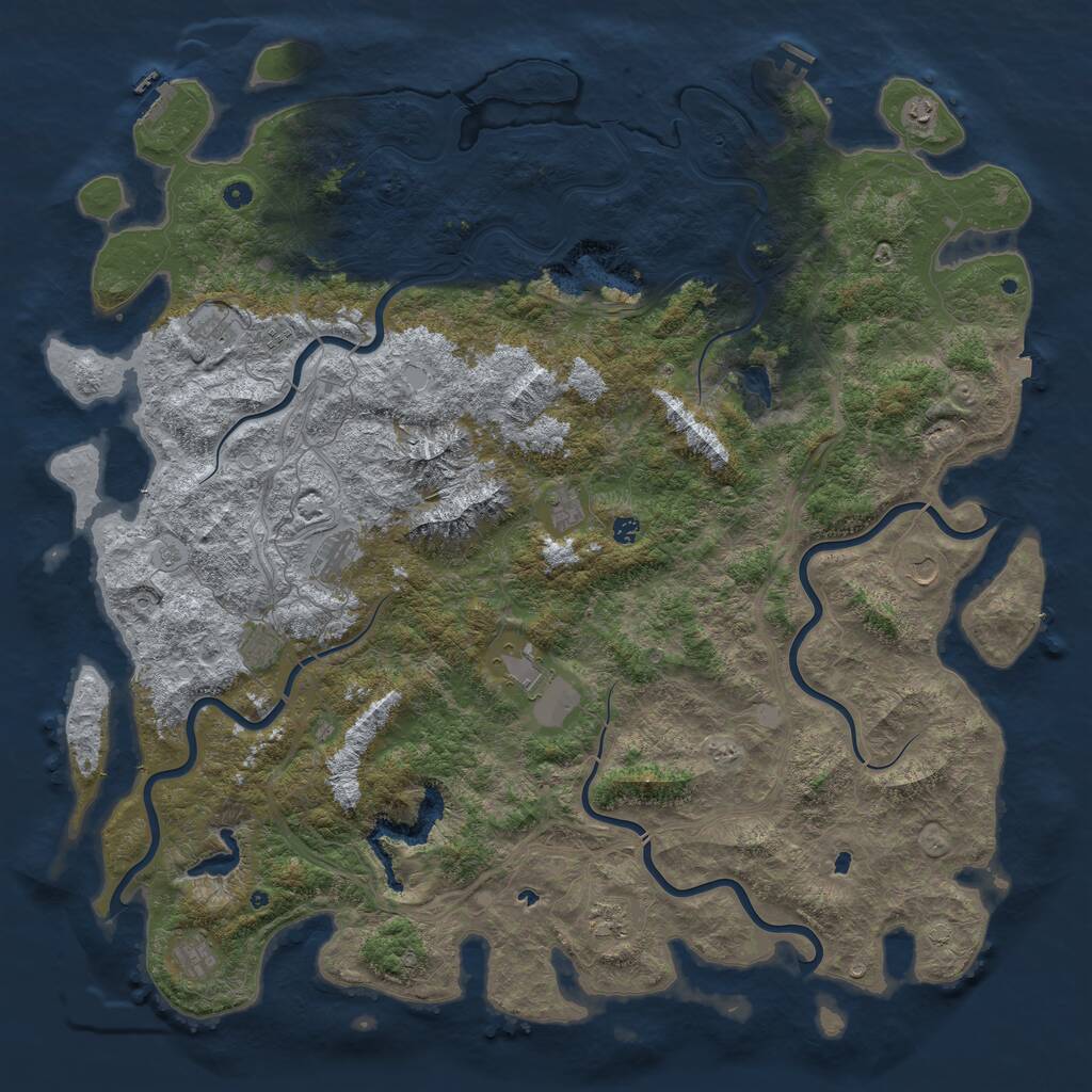 Rust Map: Procedural Map, Size: 6000, Seed: 811061001, 17 Monuments