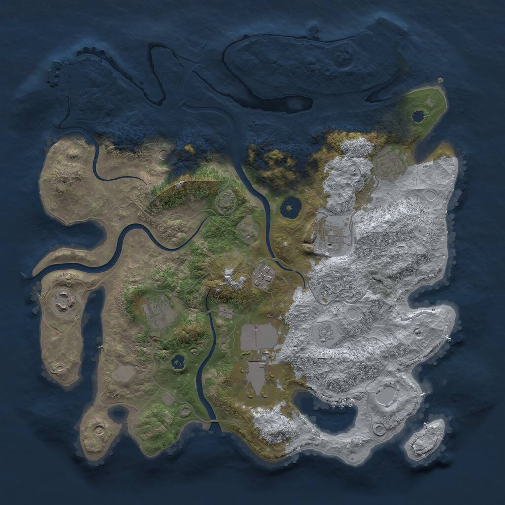 Rust Map: Procedural Map, Size: 3500, Seed: 606164891, 12 Monuments