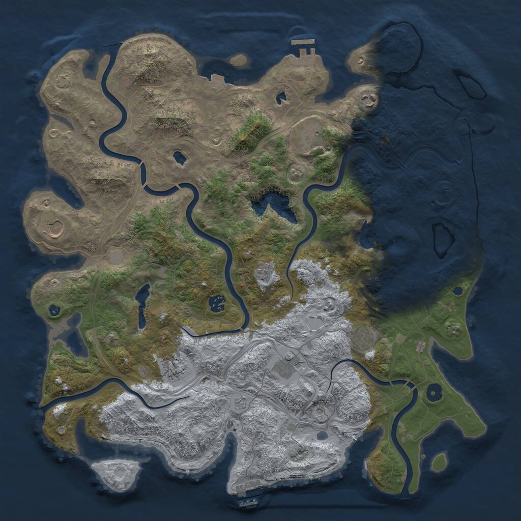 Rust Map: Procedural Map, Size: 4500, Seed: 1091797147, 14 Monuments