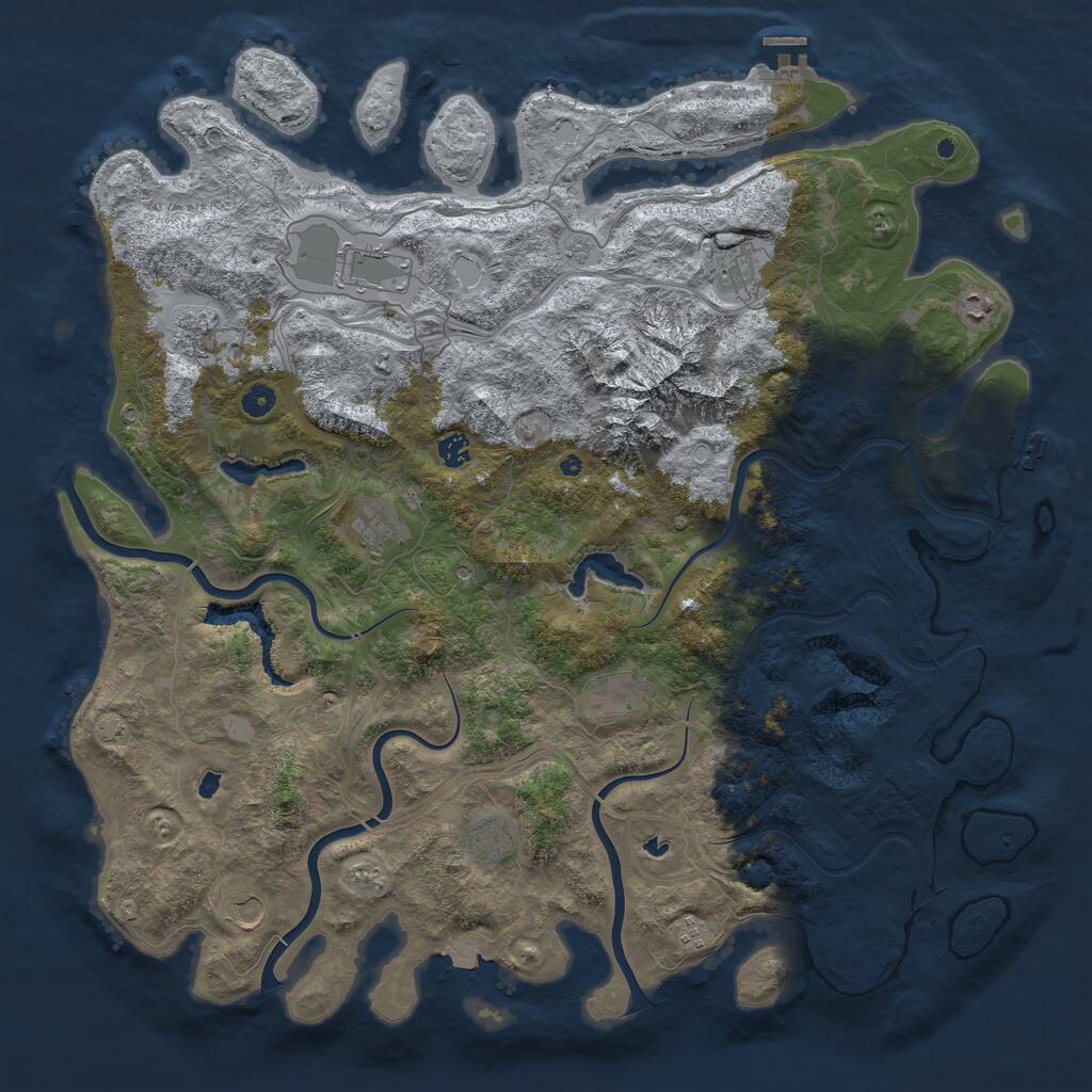 Rust Map: Procedural Map, Size: 5000, Seed: 1943030422, 16 Monuments