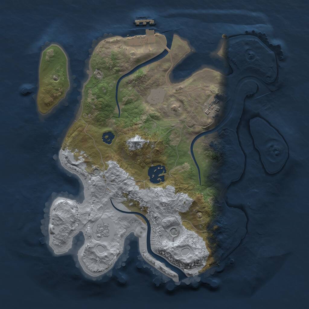 Rust Map: Procedural Map, Size: 2500, Seed: 51000, 6 Monuments