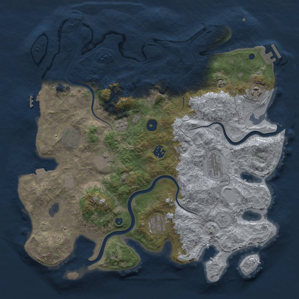 Rust Map: Procedural Map, Size: 3900, Seed: 1608341614, 14 Monuments