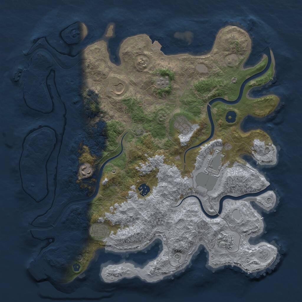 Rust Map: Procedural Map, Size: 3900, Seed: 969184914, 14 Monuments