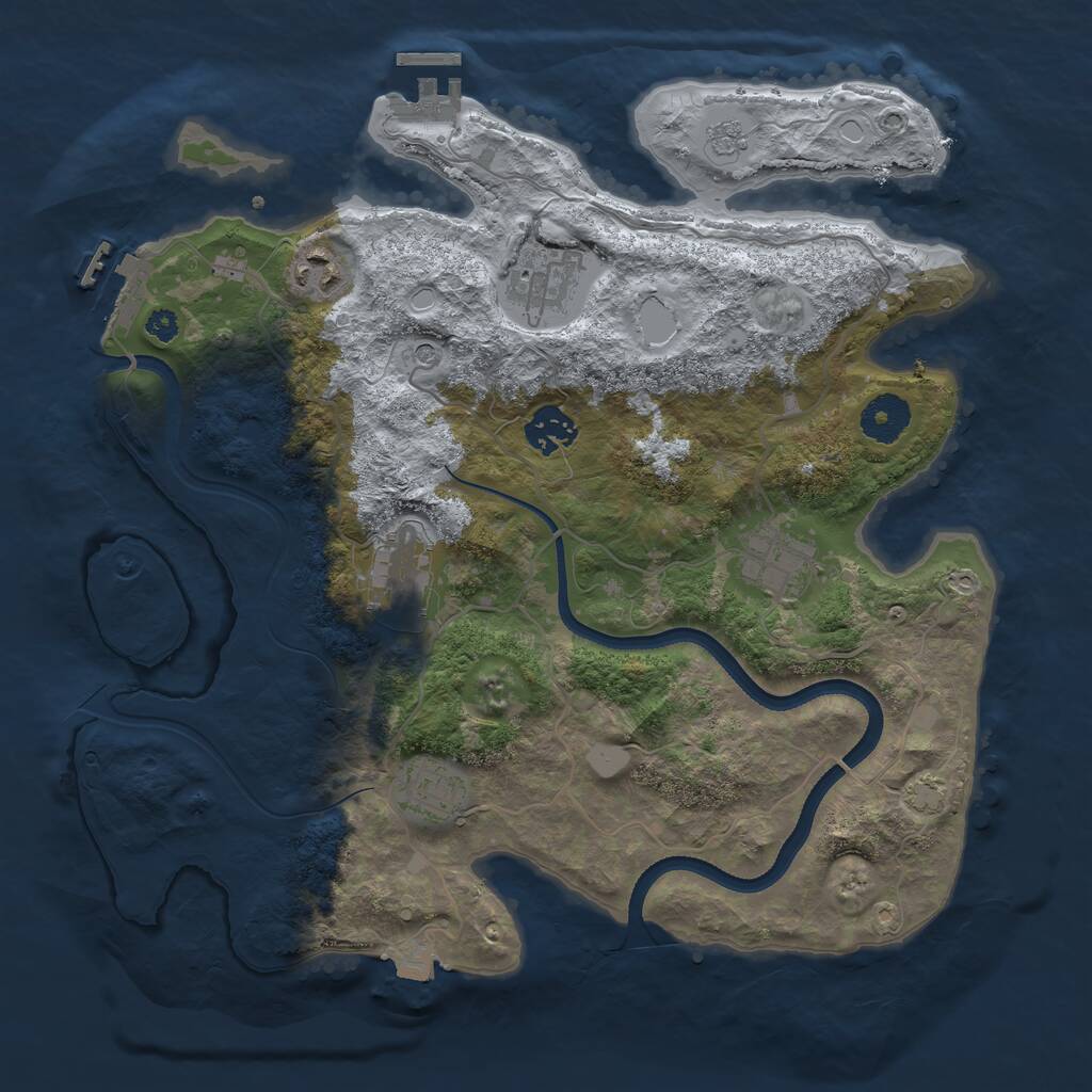 Rust Map: Procedural Map, Size: 3400, Seed: 14885269, 12 Monuments