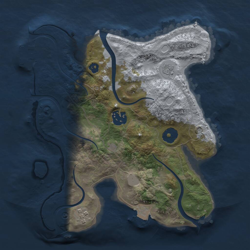 Rust Map: Procedural Map, Size: 2500, Seed: 748941358, 5 Monuments