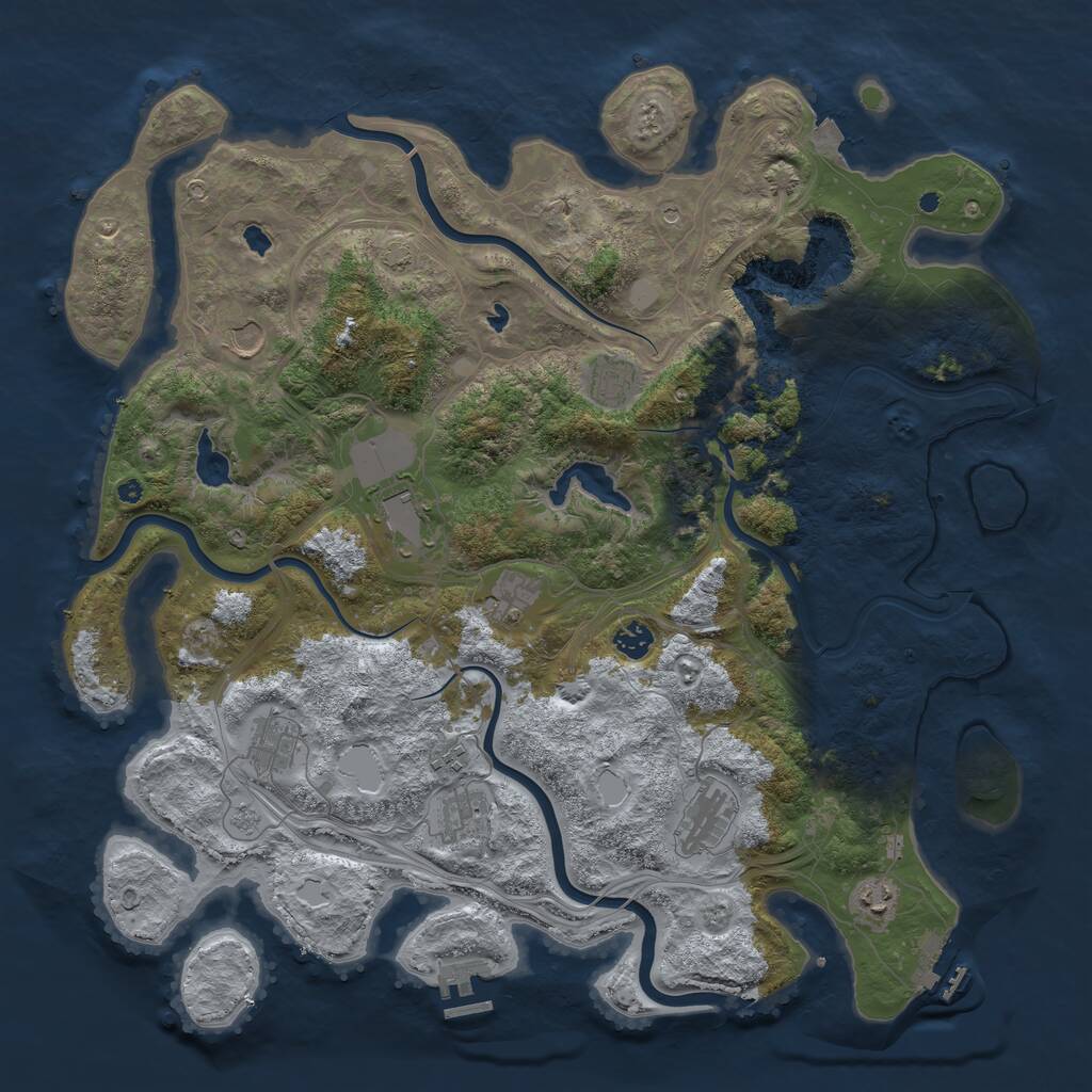 Rust Map: Procedural Map, Size: 4500, Seed: 1950904003, 16 Monuments