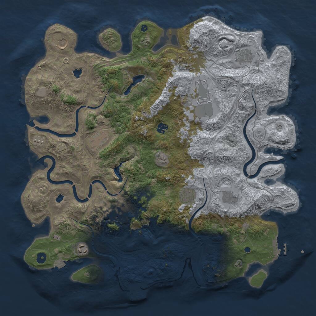 Rust Map: Procedural Map, Size: 4500, Seed: 1729181934, 17 Monuments