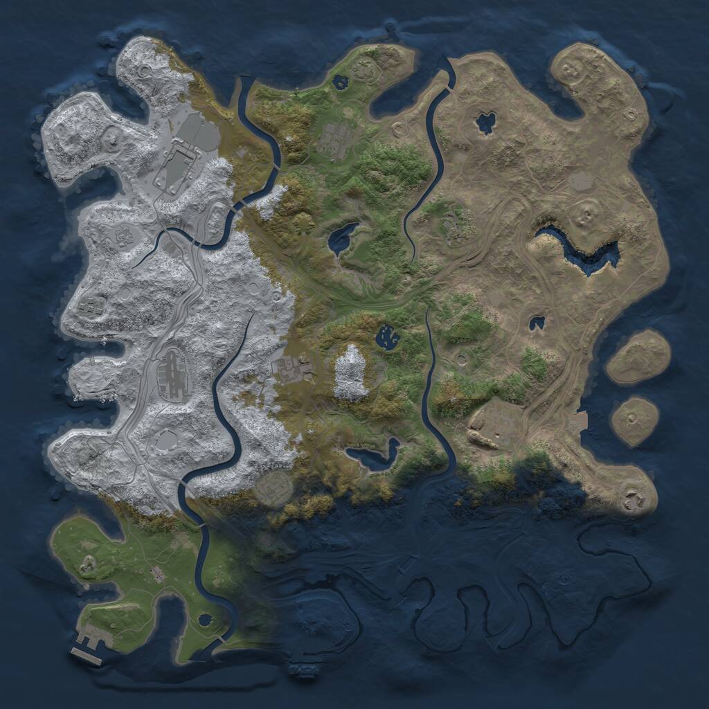 Rust Map: Procedural Map, Size: 4500, Seed: 569881, 16 Monuments