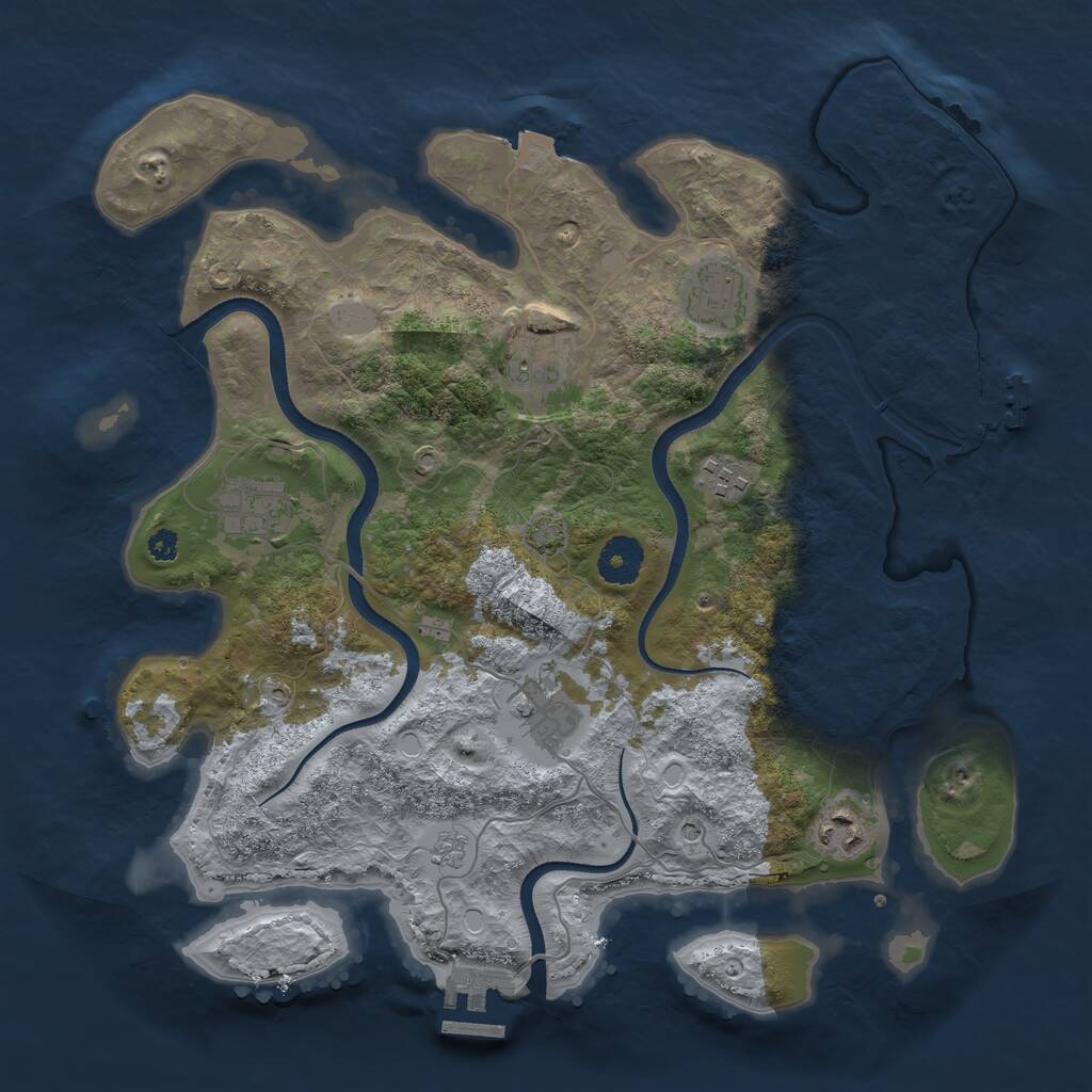 Rust Map: Procedural Map, Size: 3500, Seed: 1338844331, 12 Monuments