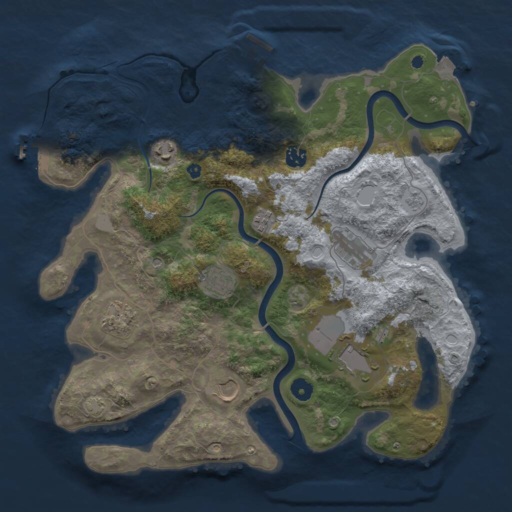 Rust Map: Procedural Map, Size: 3500, Seed: 196124968, 14 Monuments