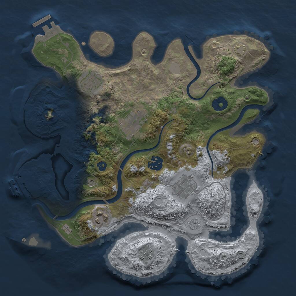 Rust Map: Procedural Map, Size: 3000, Seed: 1985847687, 12 Monuments