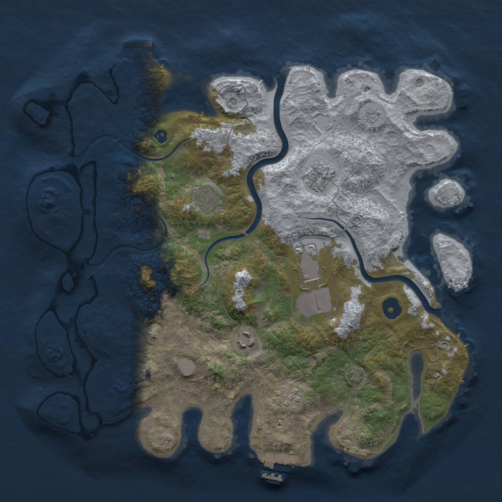 Rust Map: Procedural Map, Size: 3750, Seed: 750532340, 11 Monuments