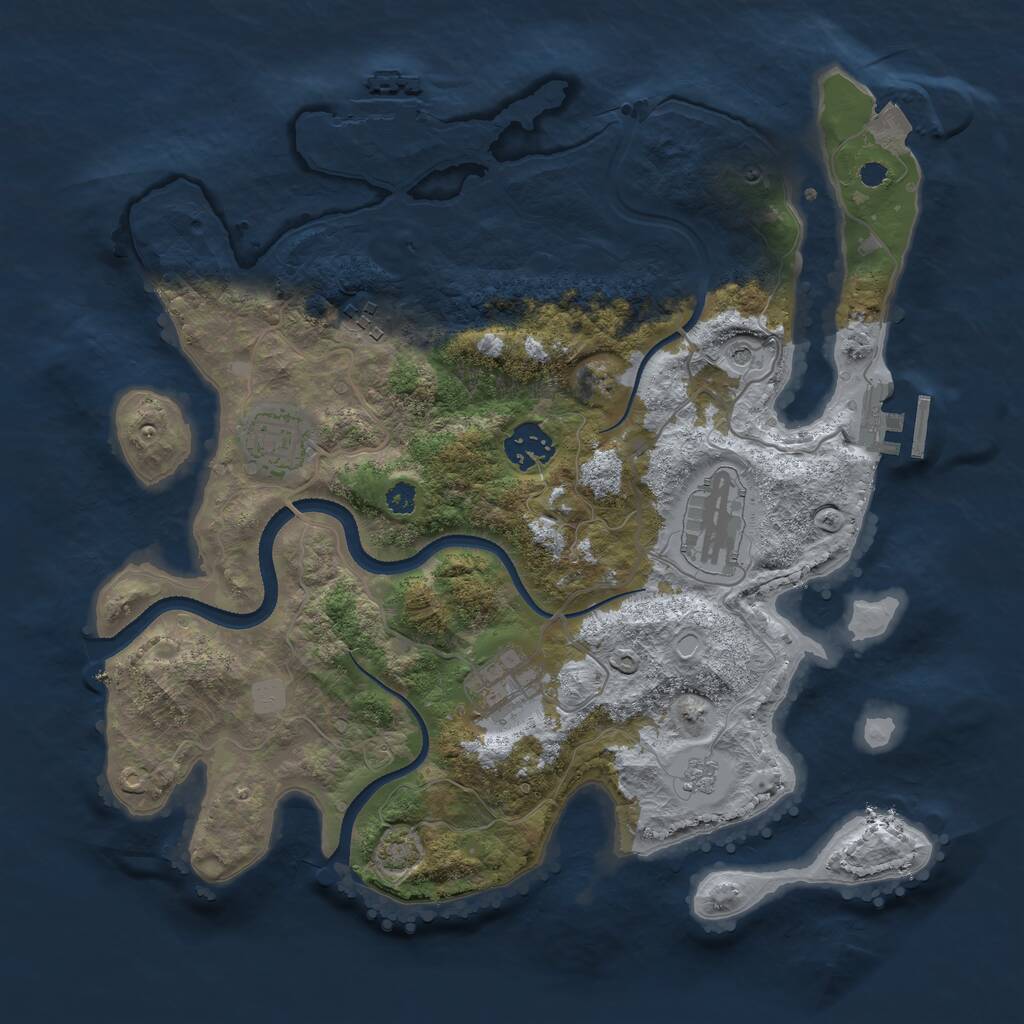 Rust Map: Procedural Map, Size: 3300, Seed: 1493863250, 11 Monuments