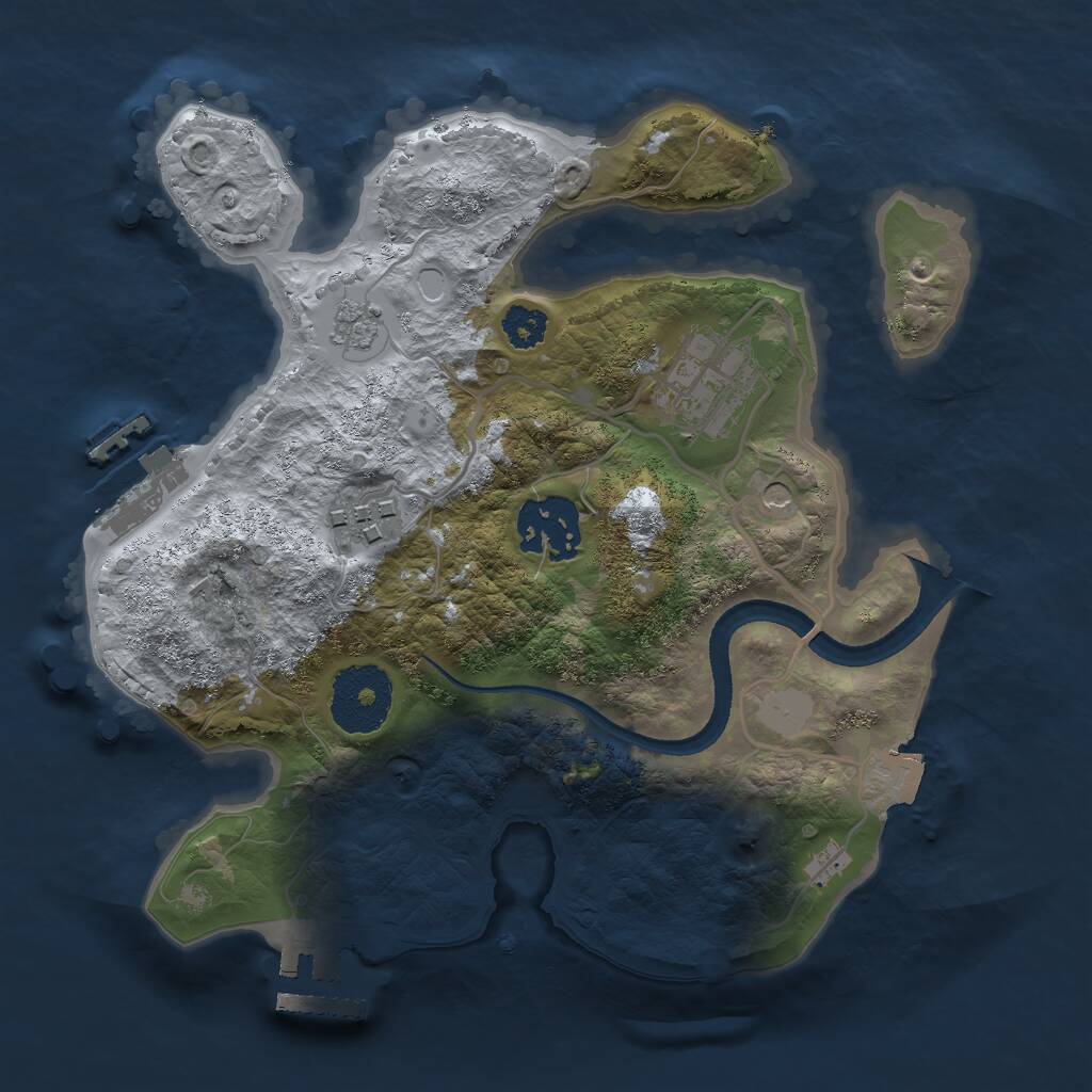 Rust Map: Procedural Map, Size: 2500, Seed: 1722924723, 8 Monuments