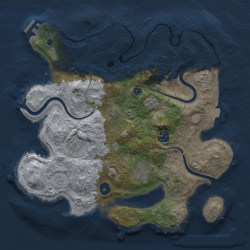 Rust Map: Procedural Map, Size: 3250, Seed: 634216, 9 Monuments