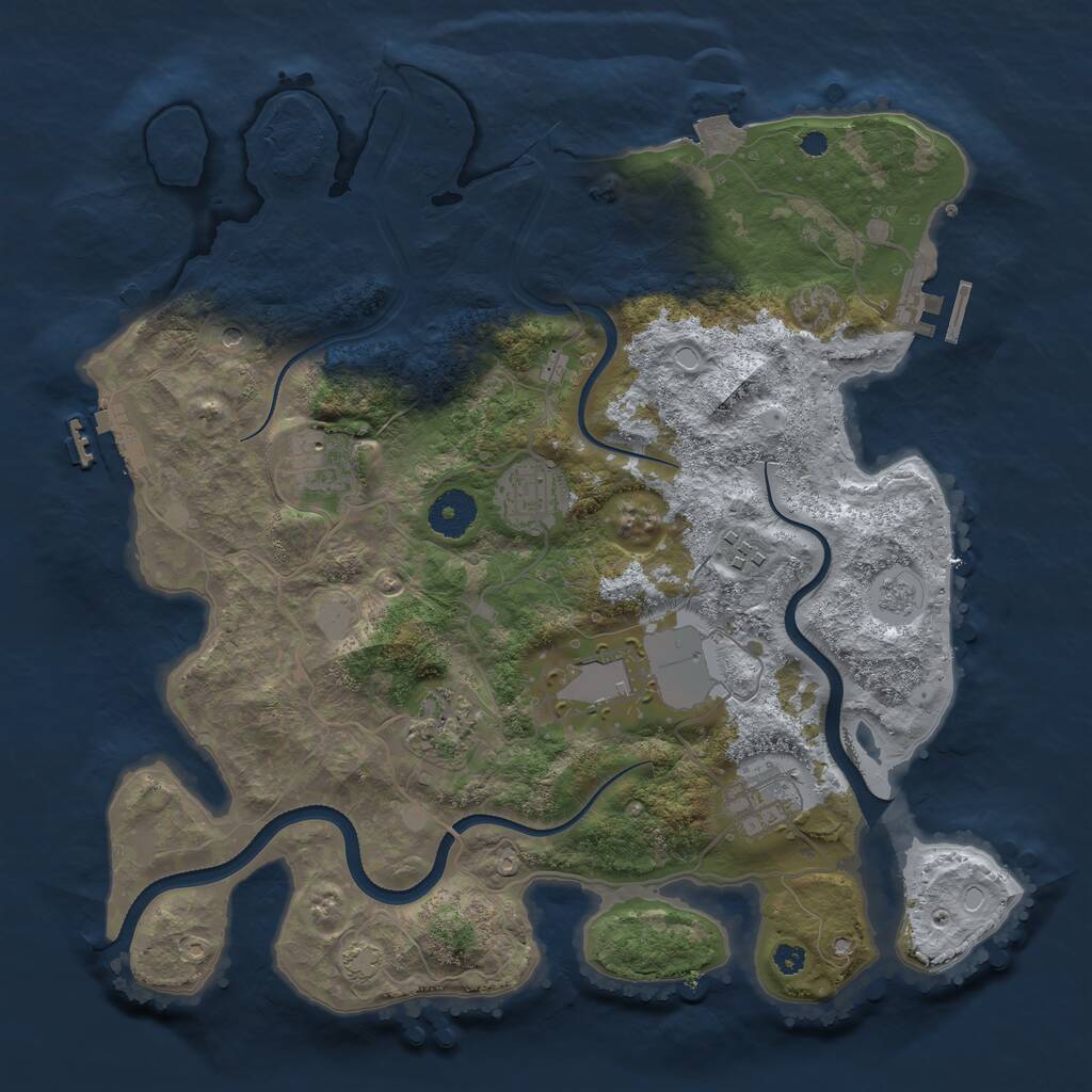 Rust Map: Procedural Map, Size: 3500, Seed: 915974205, 12 Monuments