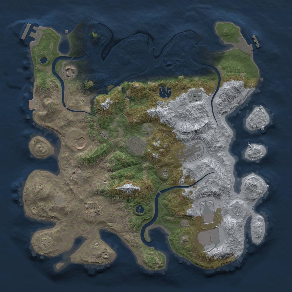 Rust Map: Procedural Map, Size: 3500, Seed: 1151172266, 14 Monuments