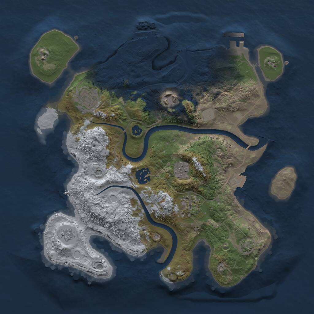 Rust Map: Procedural Map, Size: 3000, Seed: 385896991, 11 Monuments