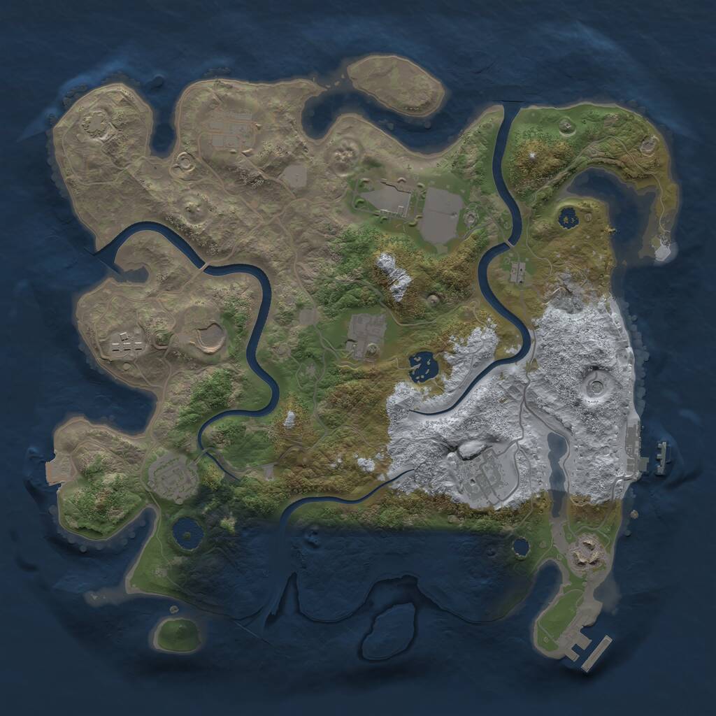 Rust Map: Procedural Map, Size: 3500, Seed: 611612362, 14 Monuments