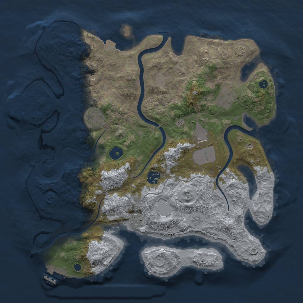 Rust Map: Procedural Map, Size: 3500, Seed: 214983934, 11 Monuments