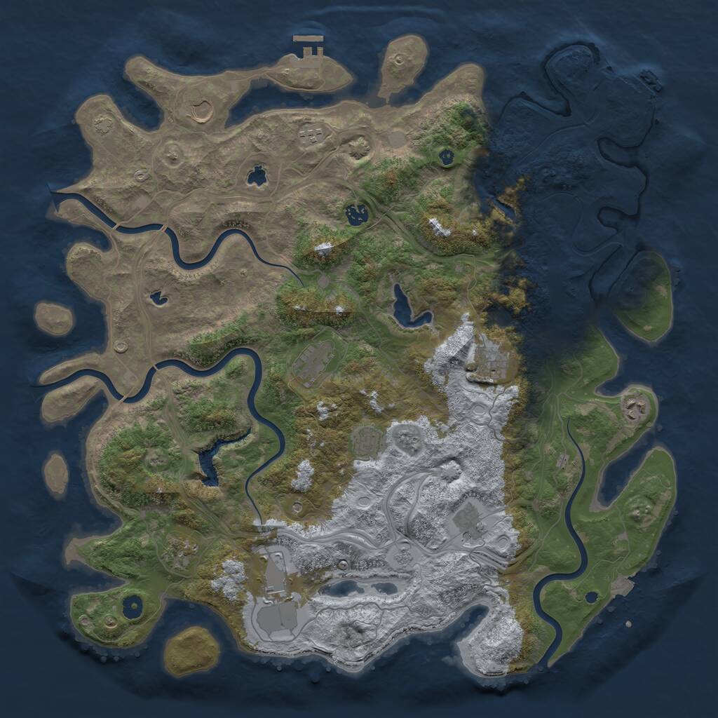 Rust Map: Procedural Map, Size: 4800, Seed: 28207931, 16 Monuments