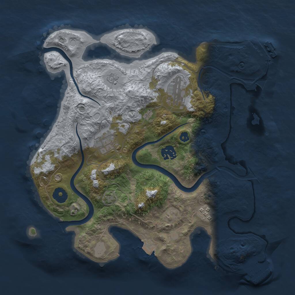 Rust Map: Procedural Map, Size: 3000, Seed: 1384134023, 9 Monuments